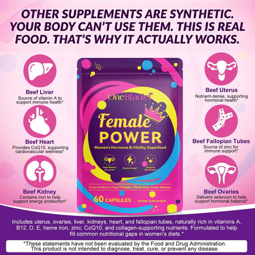 Female Power - Grass-Fed Beef Organ Supplement for Perimenopause Support
